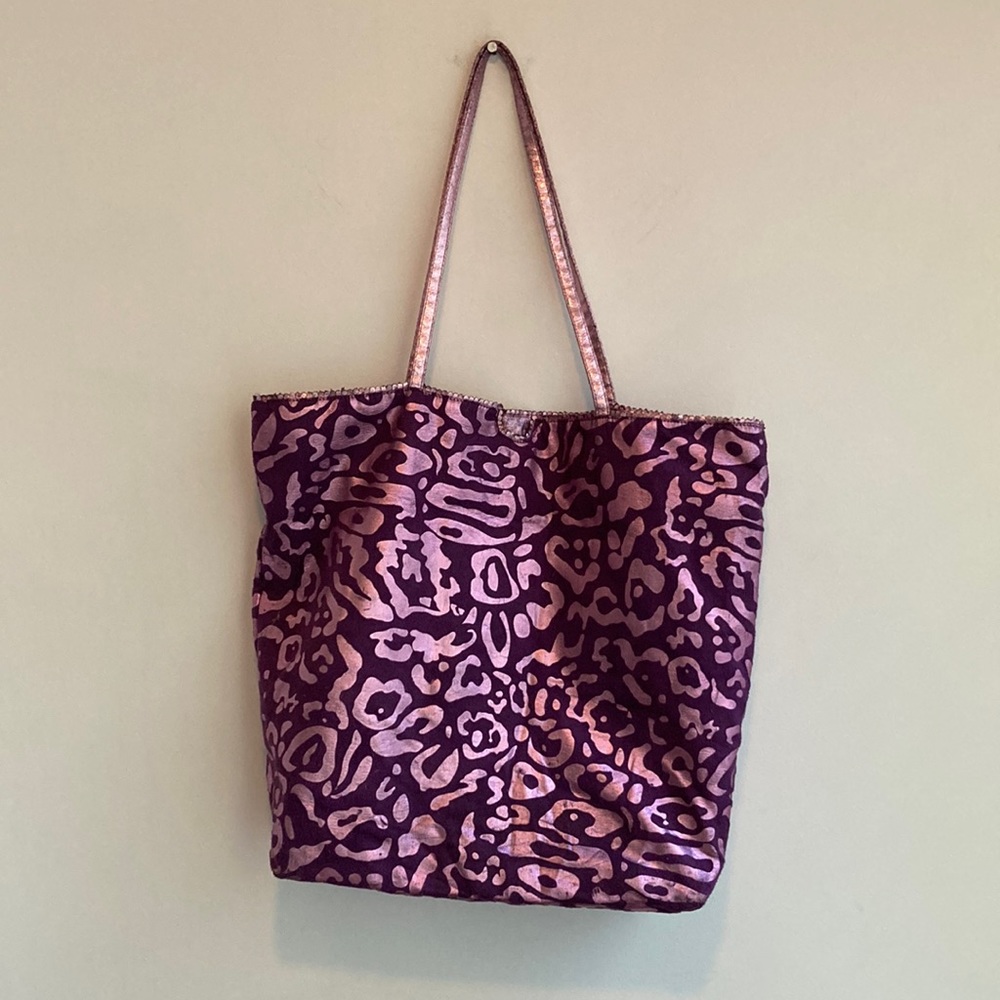 Carlos Falchi Animal Print Vegan Suede Tote Bag
